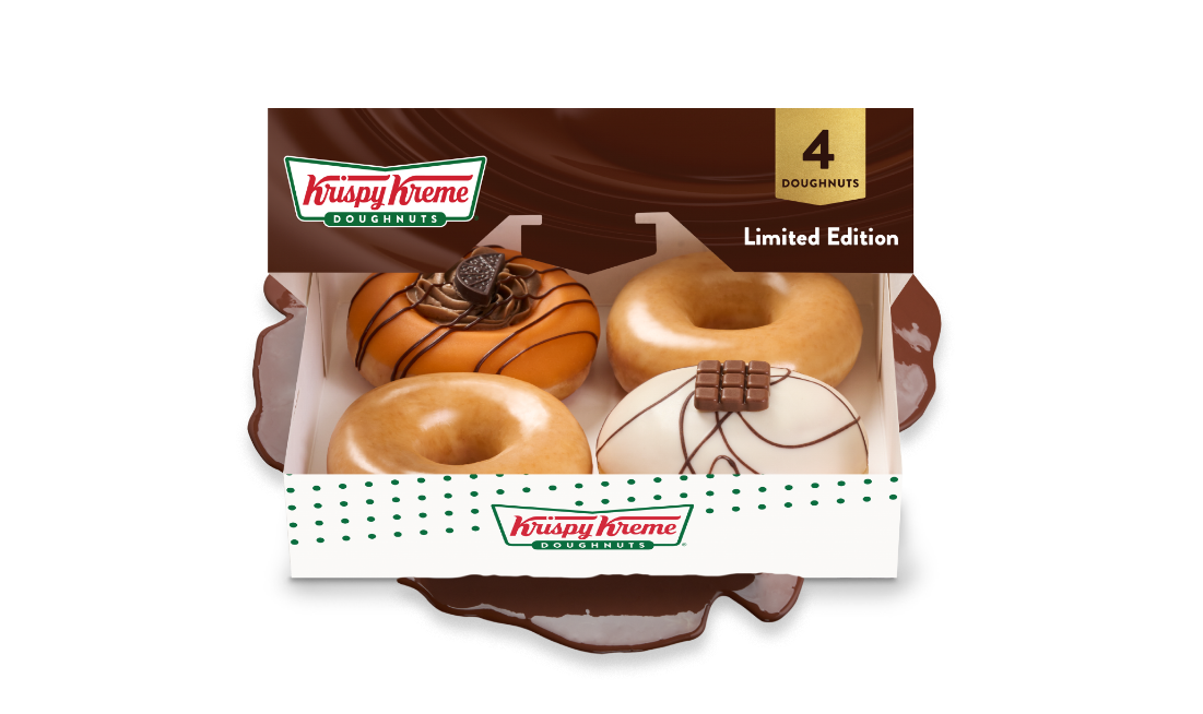 Krispy Kreme Choc Classics 4-pack Doughnut Box Krispy Kreme Choc Classics 4-pack Doughnut Box-Click and Collect