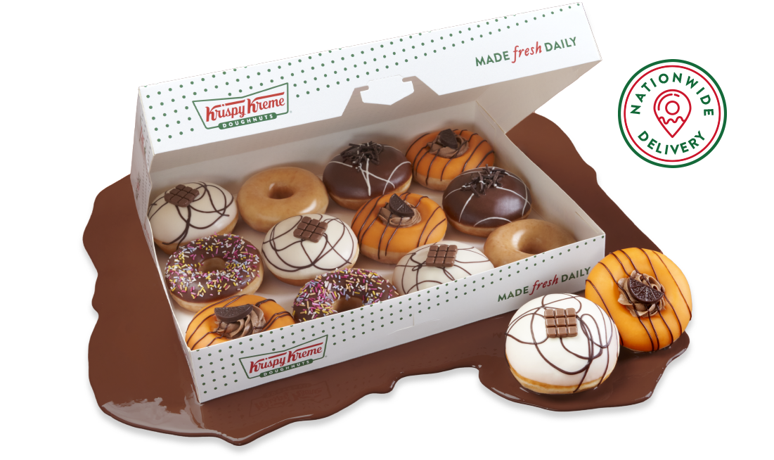 Krispy Kreme Chocolate Classics Doughnut Dozen Box Krispy Kreme Chocolate Classics Doughnut Dozen Box delivered