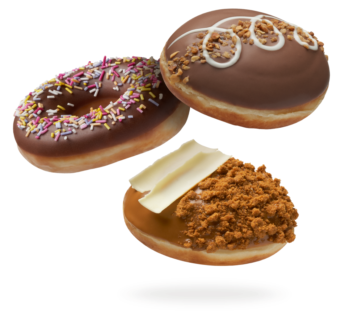 3 of your favourite Krispy Kreme doughnuts all togetehr Krispy Kreme doughnuts 3 pack