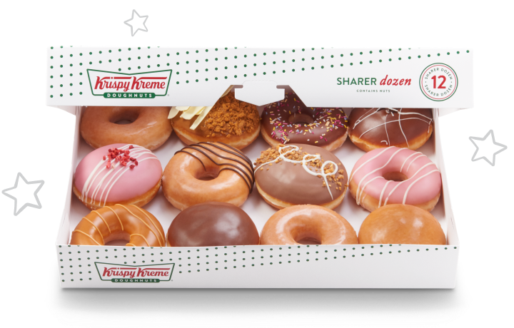 Free doughnut dozen with Krispy Kreme Rewards Smiles Krispy Kreme Sharer Dozen