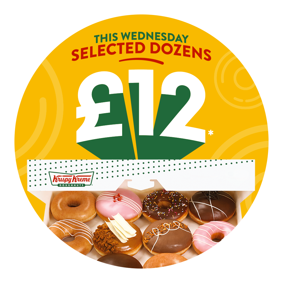 Order a doughnuts dozen for just £12 for one day only Wondoughful Wednesday £12 doughnut dozens